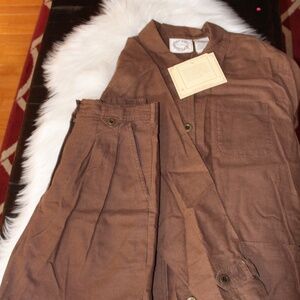 VINTAGE Erika brown set, long sleeve jacket/shirt and shorts